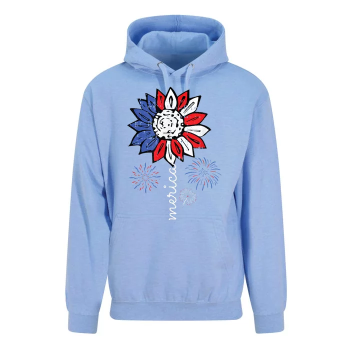 America Sunflower 4th Of July Patriotic Gift Unisex Surf Hoodie