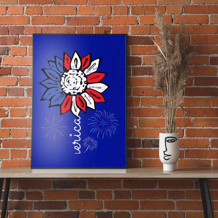 America Sunflower 4th Of July Patriotic Funny Gift Poster