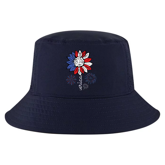 America Sunflower 4th Of July Patriotic Funny Gift Cool Comfort Performance Bucket Hat