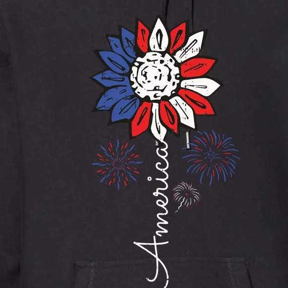 America Sunflower 4th Of July Independence Day Patriotic Premium Hoodie