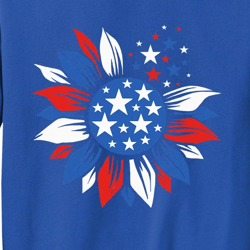 America Sunflower 4th Of July Patriotic American Tall Sweatshirt