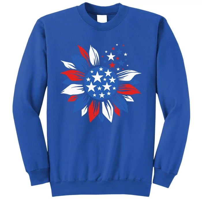 America Sunflower 4th Of July Patriotic American Tall Sweatshirt