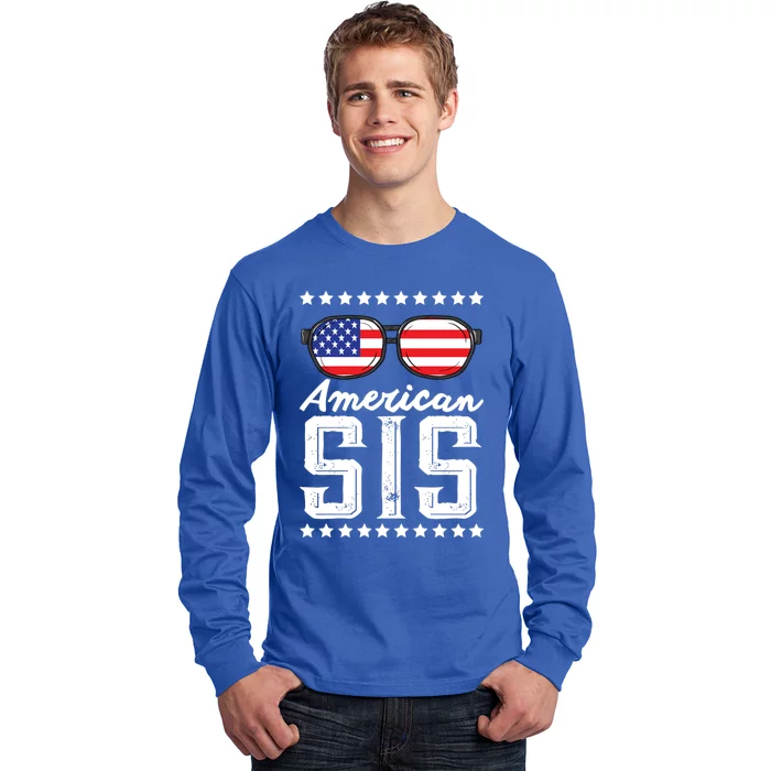 American Sis 4th Of July Sister Sunglasses Patriotism Great Gift Long Sleeve Shirt