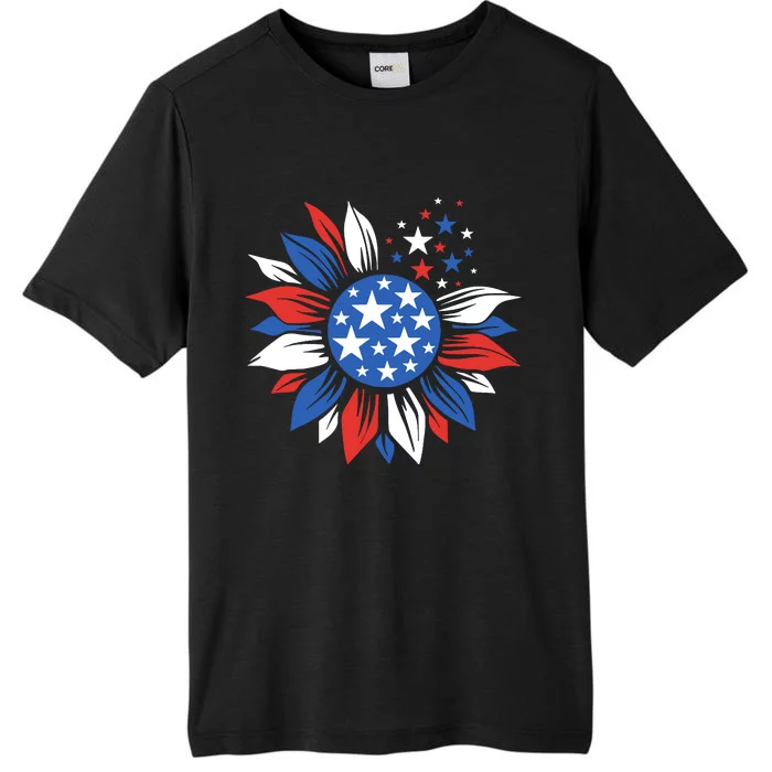 America Sunflower 4th Of July Patriotic American 4th Of July ChromaSoft Performance T-Shirt