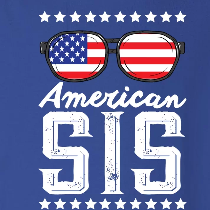 American Sis 4th Of July Sister Sunglasses Patriotism Gift Toddler Long Sleeve Shirt