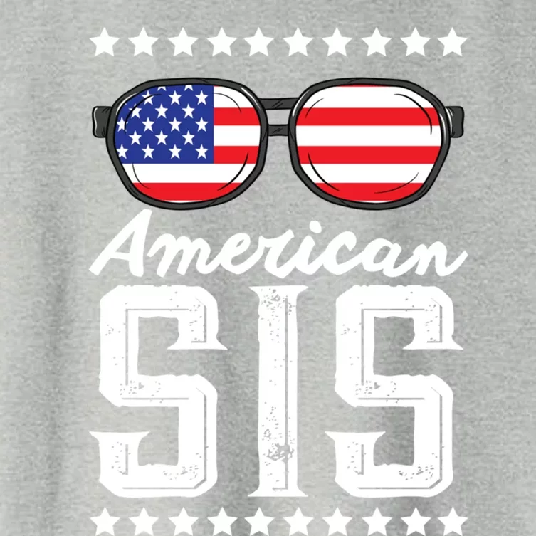 American Sis 4th Of July Sister Sunglasses Patriotism Gift Women's Crop Top Tee