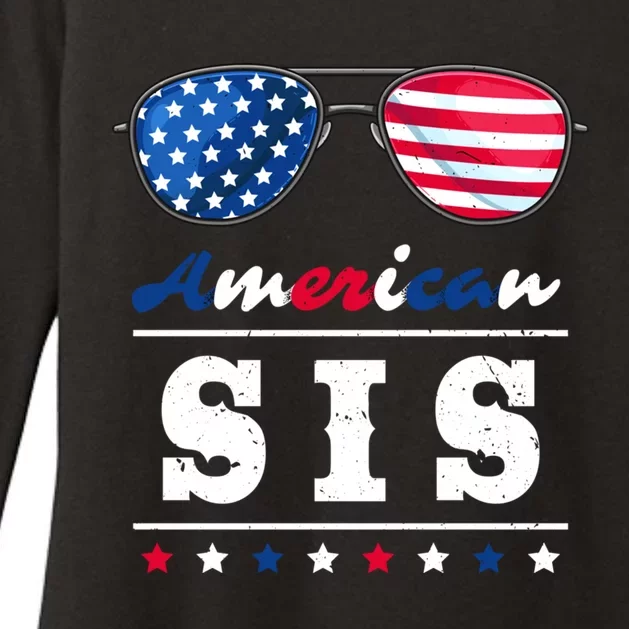 American Sis 4th Of July Patriotism Usa Flag Cool Sunglasses Cool Gift Womens CVC Long Sleeve Shirt