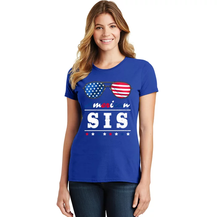 American Sis 4th Of July Patriotism Usa Flag Cool Sunglasses Cool Gift Women's T-Shirt