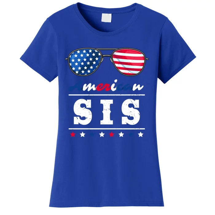 American Sis 4th Of July Patriotism Usa Flag Cool Sunglasses Cool Gift Women's T-Shirt