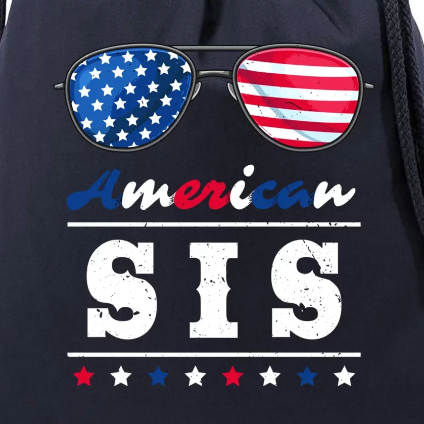 American Sis 4th Of July Patriotism Usa Flag Cool Sunglasses Cool Gift Drawstring Bag