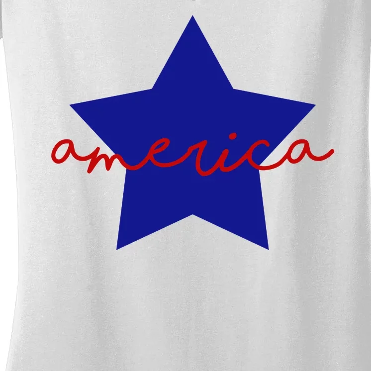 America Star 4th Of July Celebration Women's V-Neck T-Shirt