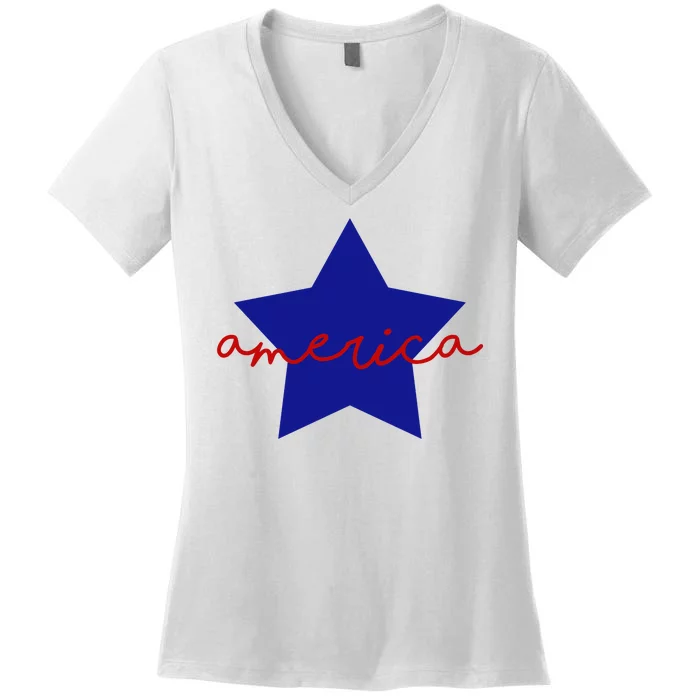 America Star 4th Of July Celebration Women's V-Neck T-Shirt