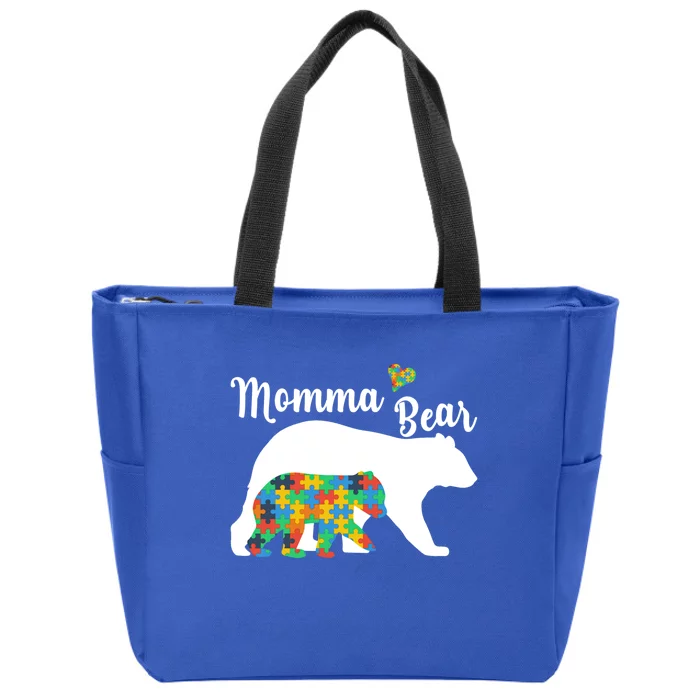 Autistic Support Autism Awareness Momma Bear Mother's Day Great Gift Zip Tote Bag