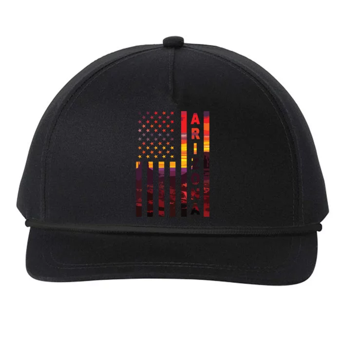 Arizona Sunset American Flag Flagstaff Tucson State Resident Snapback Five-Panel Rope Hat