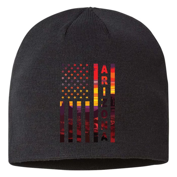 Arizona Sunset American Flag Flagstaff Tucson State Resident 8 1/2in Sustainable Knit Beanie