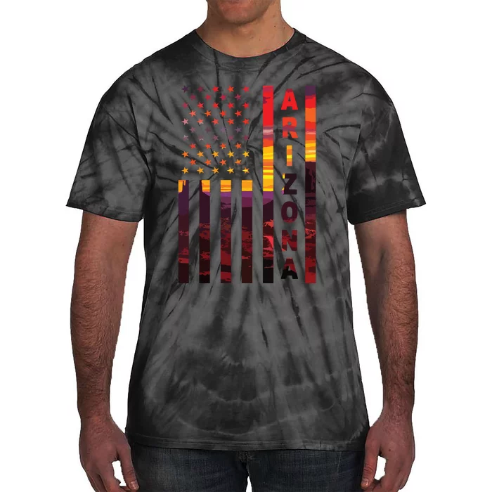 Arizona Sunset American Flag Flagstaff Tucson State Resident Tie-Dye T-Shirt