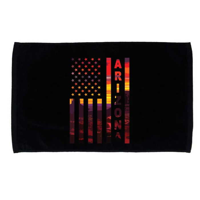 Arizona Sunset American Flag Flagstaff Tucson State Resident Microfiber Hand Towel