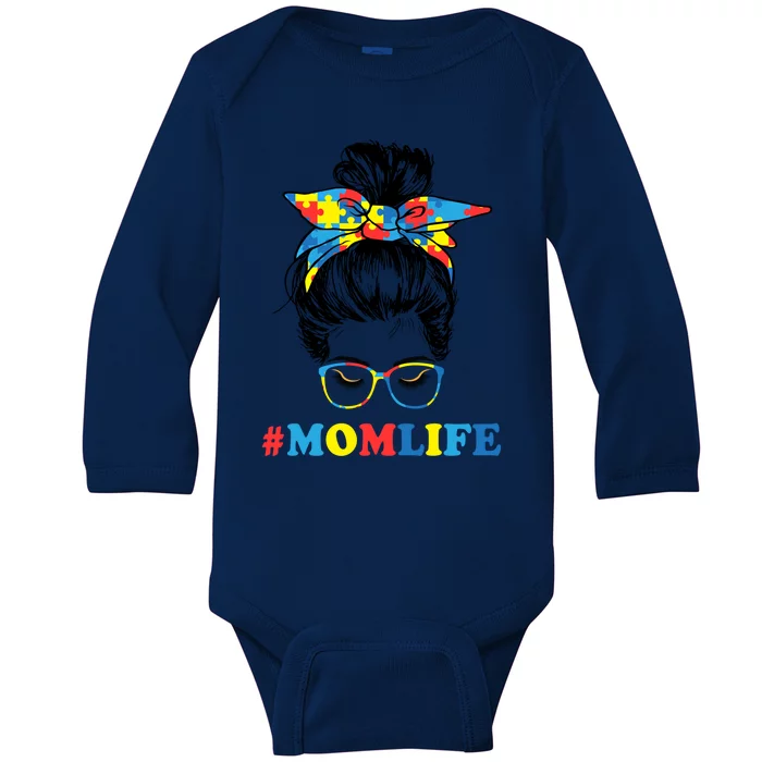 Autistic Son Autism Awareness Mom Life Cool Gift Mom Gift Baby Long Sleeve Bodysuit