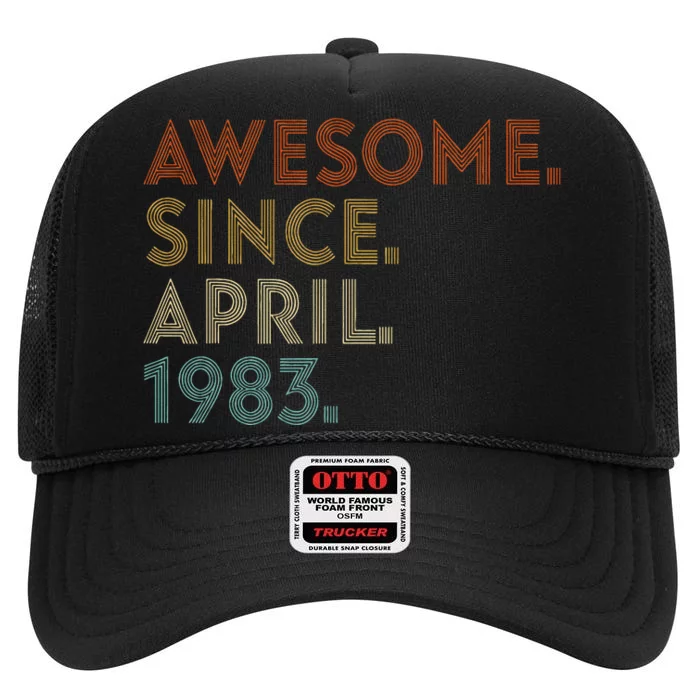 Awesome Since April 1983 Vintage 40th Birthday High Crown Mesh Trucker Hat