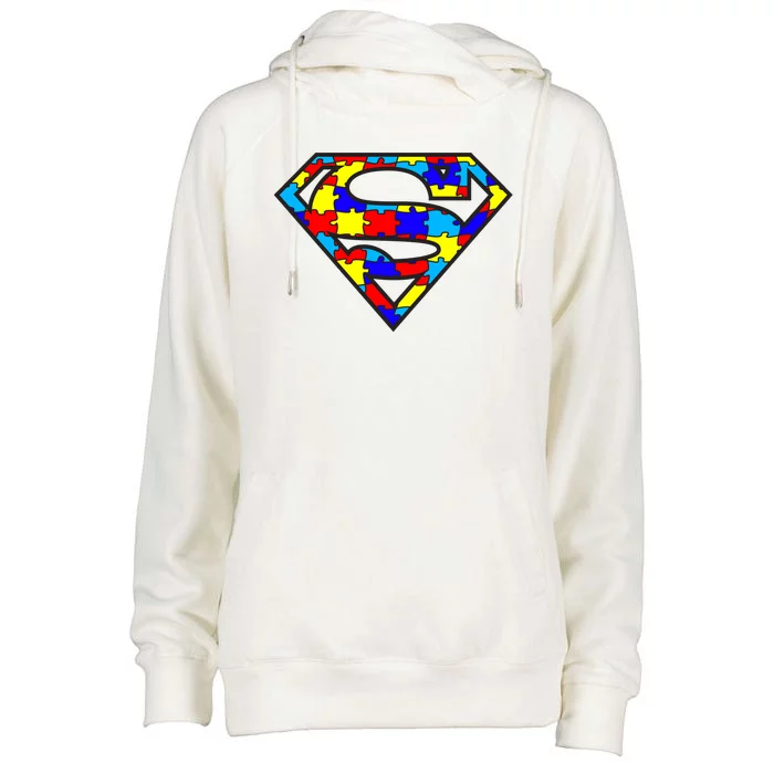 Autism Superhero Womens Funnel Neck Pullover Hood