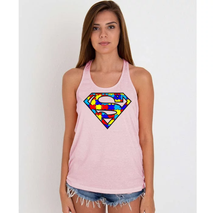 Autism Superhero Women's Knotted Racerback Tank