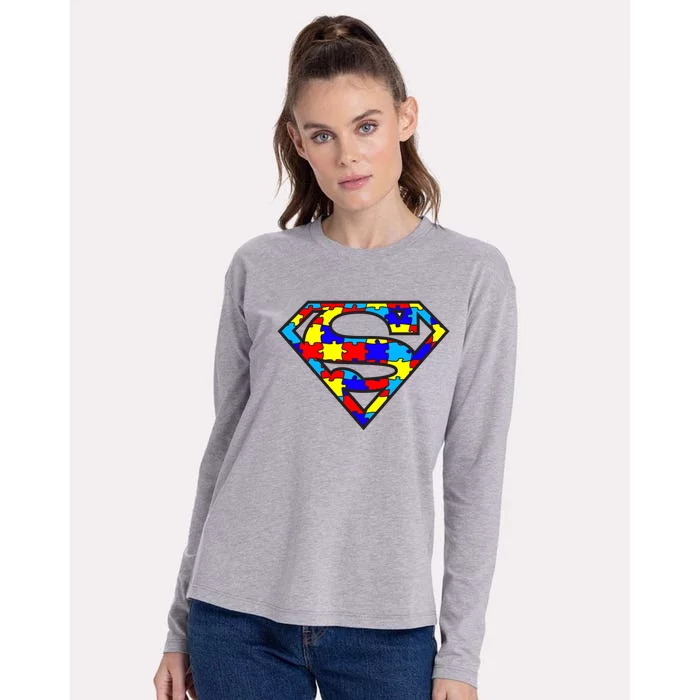 Autism Superhero Womens Cotton Relaxed Long Sleeve T-Shirt