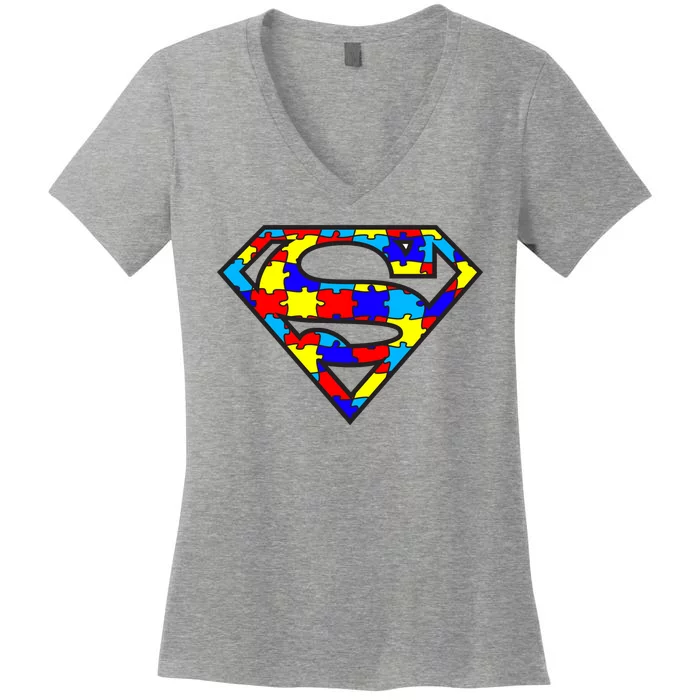 Autism Superhero Women's V-Neck T-Shirt