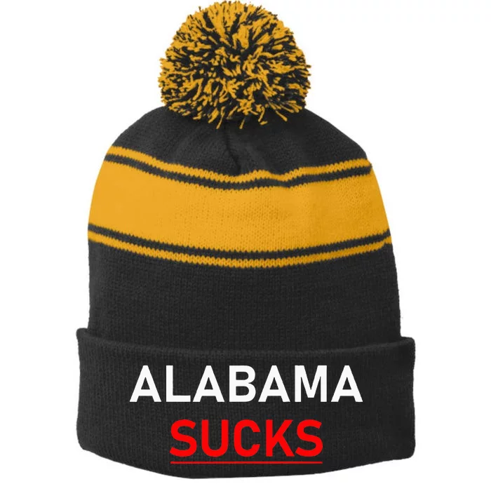 Alabama Sucks Stripe Pom Pom Beanie