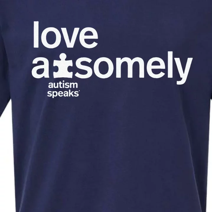 Autism Speaks Autism Awareness Love Awesomely – Ausome Sueded Cloud Jersey T-Shirt