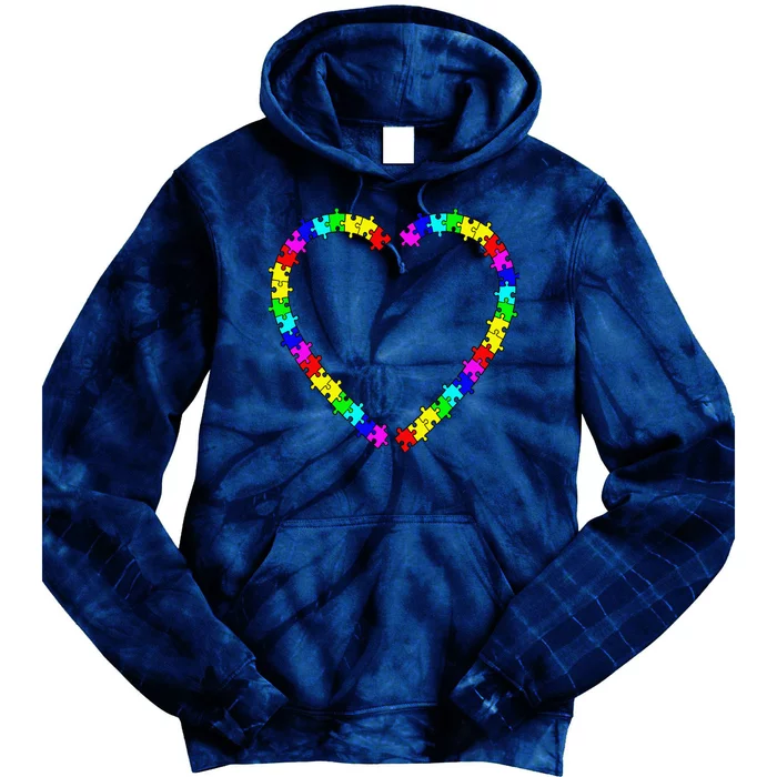 Autism Spectrum Awareness Puzzle Pieces Heart Tie Dye Hoodie