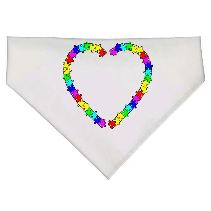 Autism Spectrum Awareness Puzzle Pieces Heart USA-Made Doggie Bandana