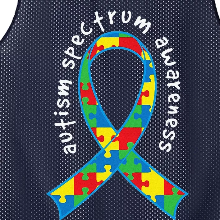 Autism Spectrum Awareness Puzzle Ribbon Walk Mesh Reversible Basketball Jersey Tank