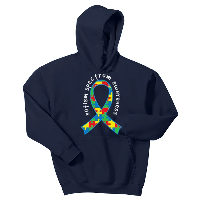 Autism Spectrum Awareness Puzzle Ribbon Walk Kids Hoodie