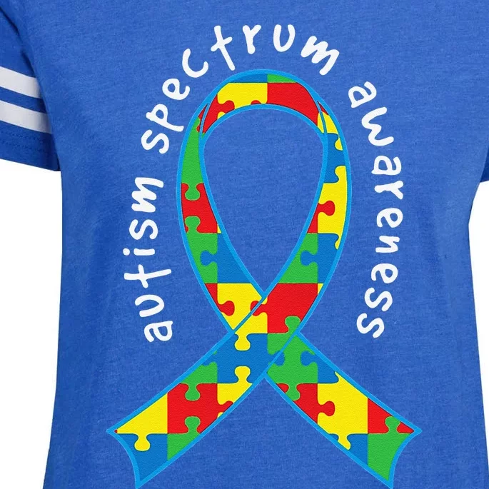 Autism Spectrum Awareness Puzzle Ribbon Walk Enza Ladies Jersey Football T-Shirt