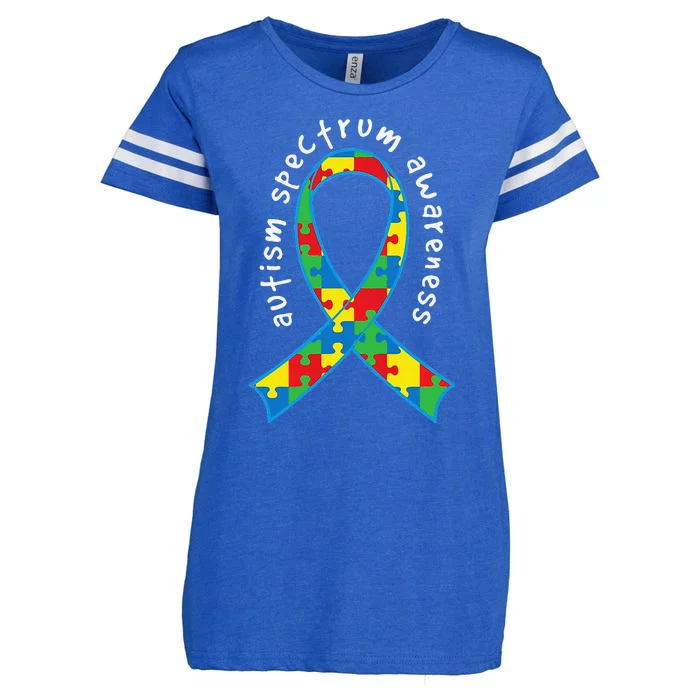 Autism Spectrum Awareness Puzzle Ribbon Walk Enza Ladies Jersey Football T-Shirt