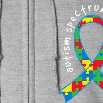 Autism Spectrum Awareness Puzzle Ribbon Walk Full Zip Hoodie