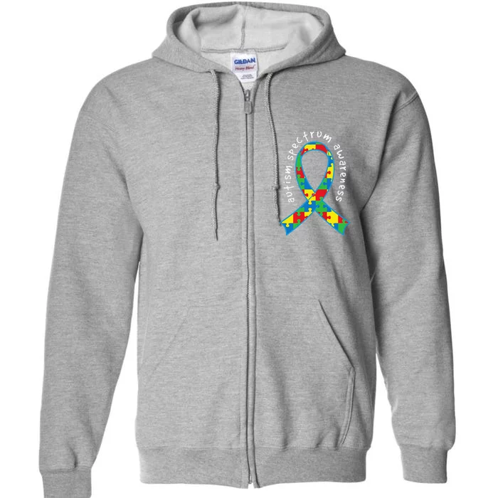 Autism Spectrum Awareness Puzzle Ribbon Walk Full Zip Hoodie