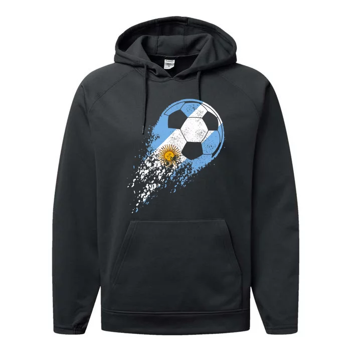 Argentina Soccer Argentinian Flag Pride Soccer Player Performance Fleece Hoodie