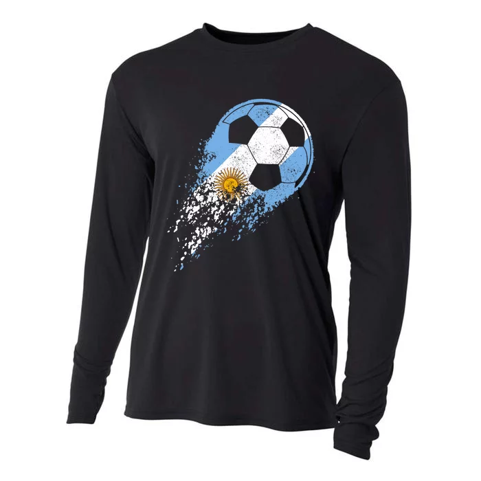 Argentina Soccer Argentinian Flag Pride Soccer Player Cooling Performance Long Sleeve Crew