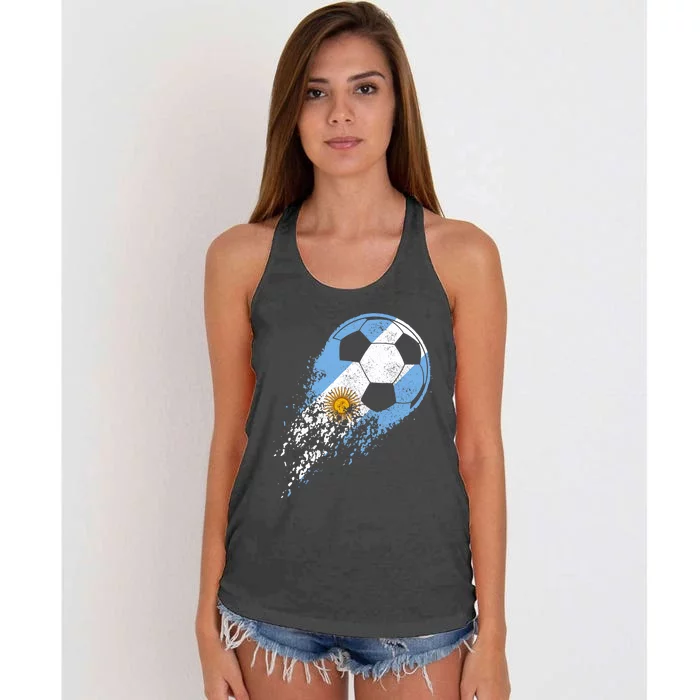 Argentina Soccer Argentinian Flag Pride Soccer Player Women's Knotted Racerback Tank