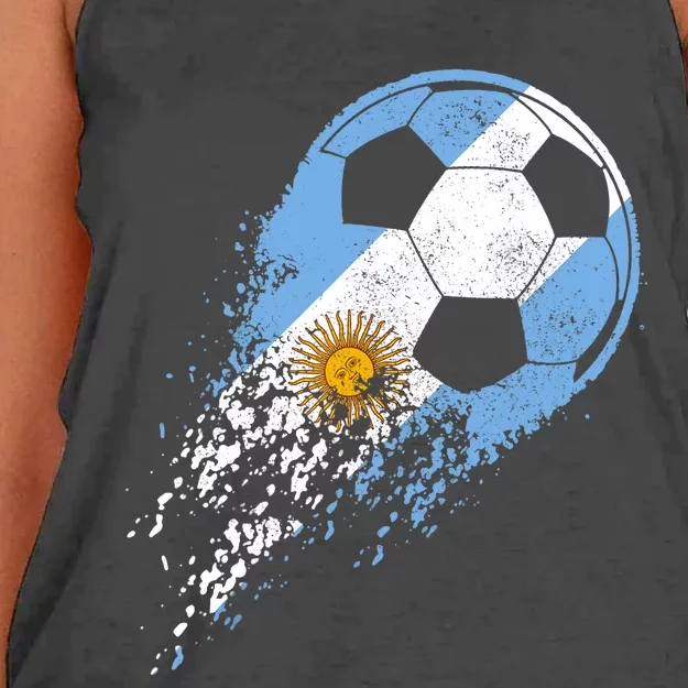 Argentina Soccer Argentinian Flag Pride Soccer Player Women's Knotted Racerback Tank