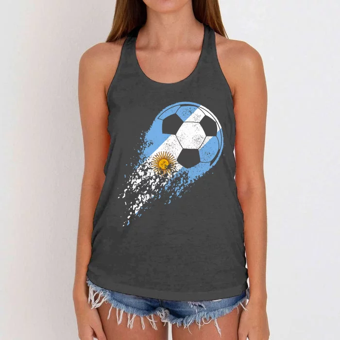 Argentina Soccer Argentinian Flag Pride Soccer Player Women's Knotted Racerback Tank