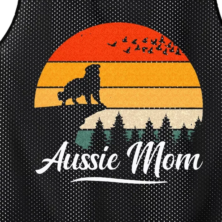 Australian Shepherd Aussie Mom Dog Sunset Retro Style Mesh Reversible Basketball Jersey Tank