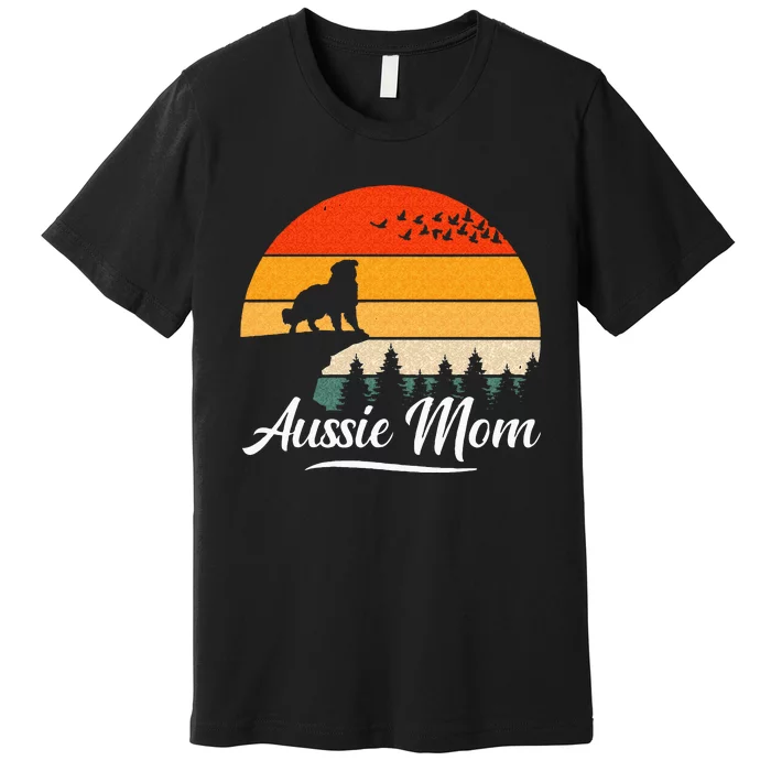 Australian Shepherd Aussie Mom Dog Sunset Retro Style Premium T-Shirt