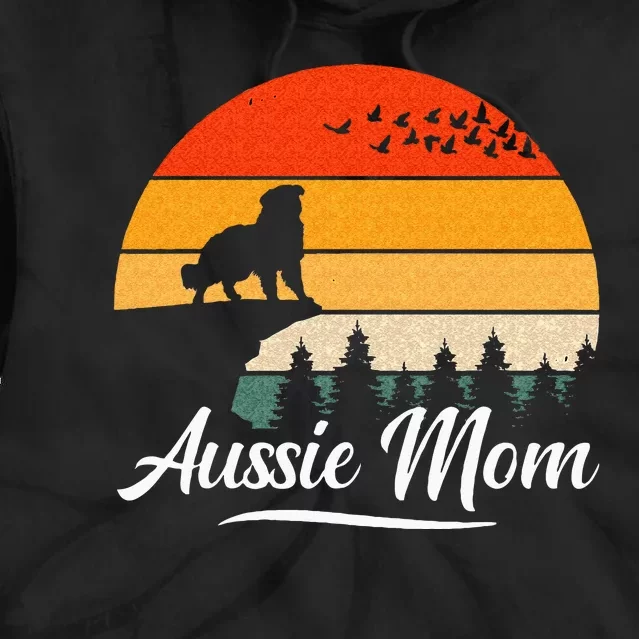 Australian Shepherd Aussie Mom Dog Sunset Retro Style Tie Dye Hoodie