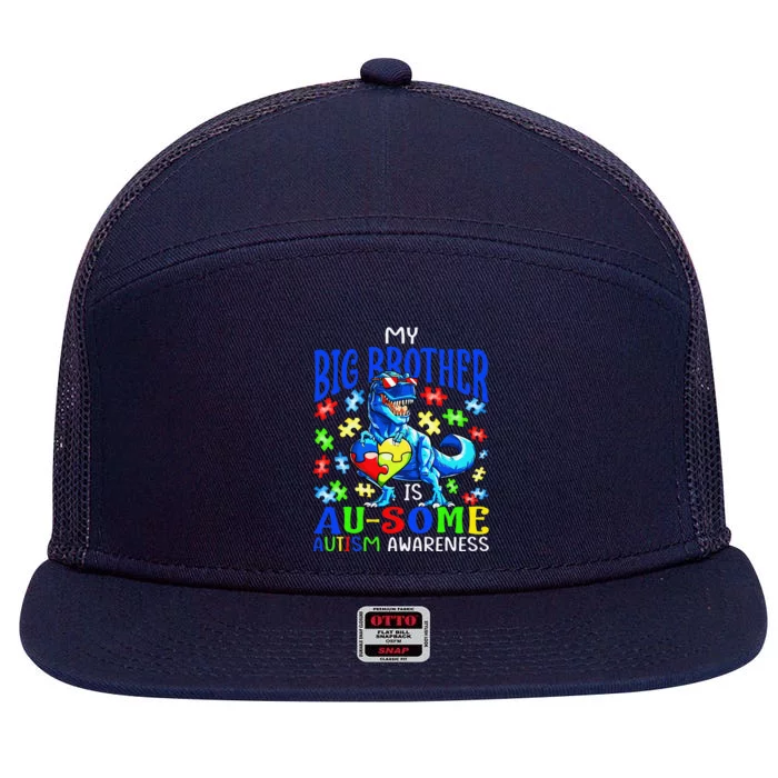 Autism Support Autistic My Big Brother Is Awesome Dinosaur 7 Panel Mesh Trucker Snapback Hat