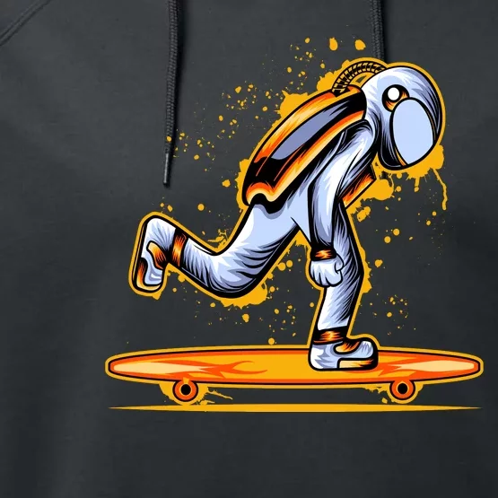 Astronaut Skateboarding Performance Fleece Hoodie