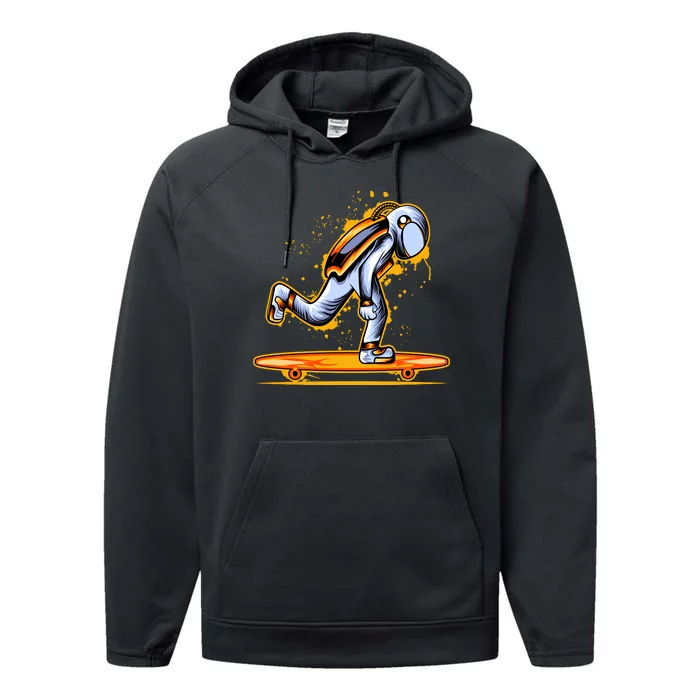 Astronaut Skateboarding Performance Fleece Hoodie