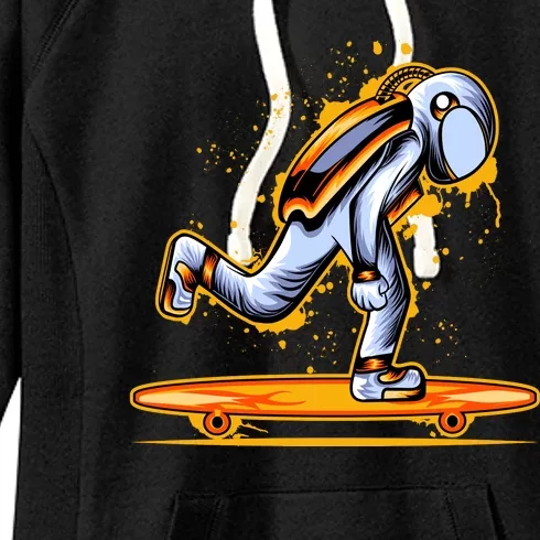 Astronaut Skateboarding Women's Fleece Hoodie