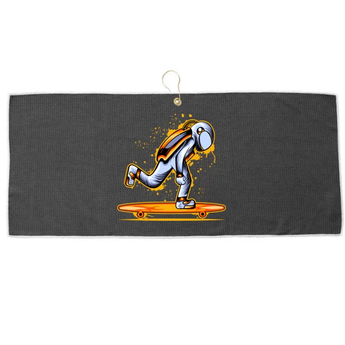 Astronaut Skateboarding Large Microfiber Waffle Golf Towel